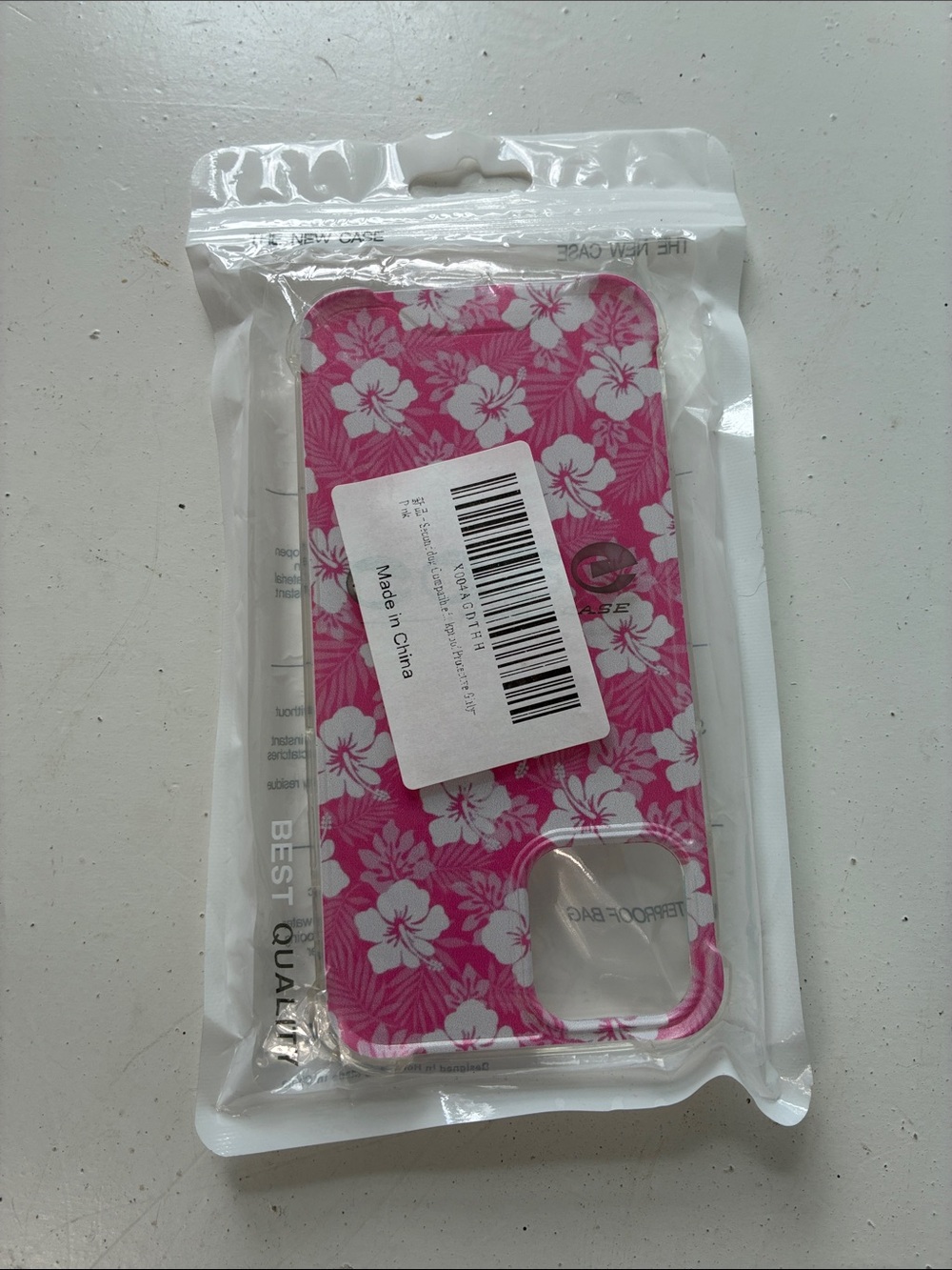 Seconddog iPhone 12/12 Pro Pink and White Hibascus Flower Print Phone Case